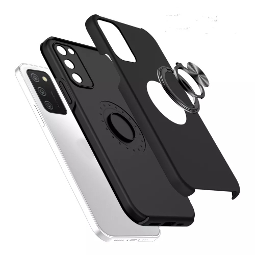 [CS] Hybrid Magnetic Kickstand Invisible Ring Case Cover for Samsung Galaxy A03S, Rose Gold