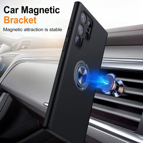 [CS] Hybrid Magnetic Kickstand Invisible Ring Case Cover for Samsung Galaxy S23 Ultra, Black