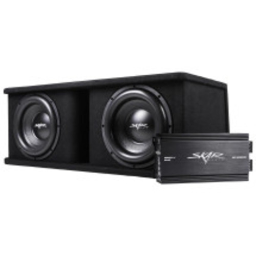 Ensemble complet haut-parleur d'extrêmes graves 12 po 2.400 W SDR-2X12D4 de Skar Audio avec enceinte et amplificateur ventilés