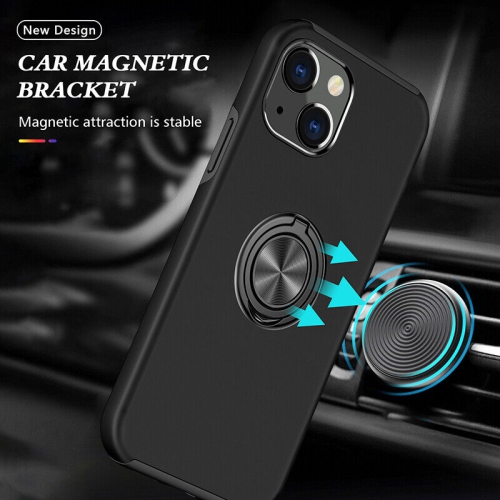 [CS] Hybrid Magnetic Kickstand Invisible Ring Case Cover for iPhone 14 Plus, Black