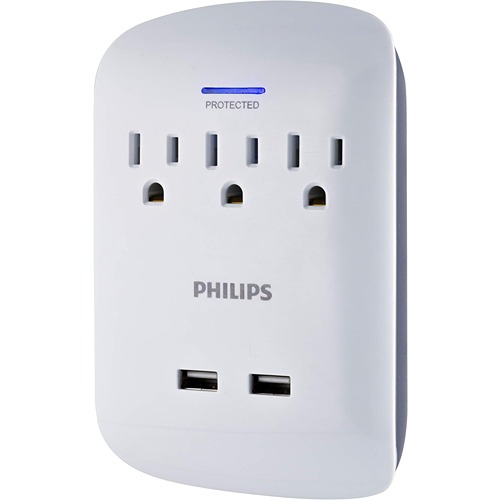 Philips 3-Outlet Power Strip with 2 USB Ports