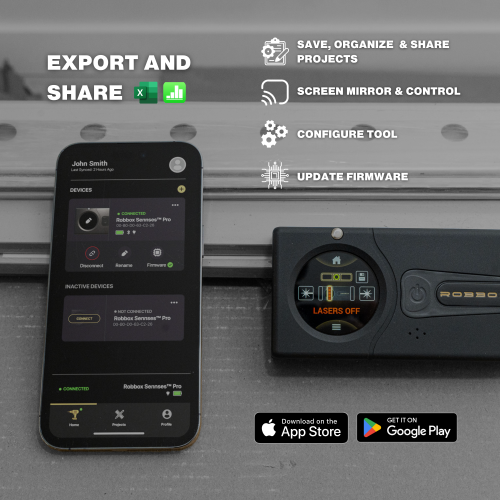 ROBBOX Sennses Pro Device 160' Dual-Laser Distance Meter, Digital Smart Level, and Stud-Detection, Multi-Tool - Black