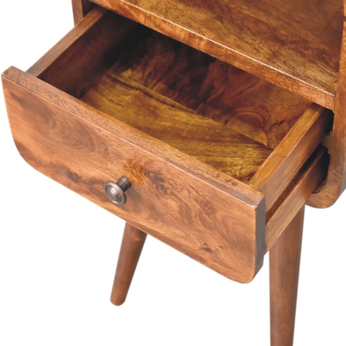 Artisan Furniture Solid Wood Mini Curve Open Nightstand In Chestnut Finish