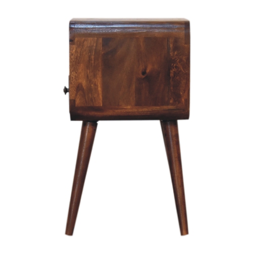 Artisan Furniture Solid Wood Mini Curve Open Nightstand In Chestnut Finish