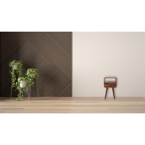 Artisan Furniture Solid Wood Mini Curve Open Nightstand In Chestnut Finish