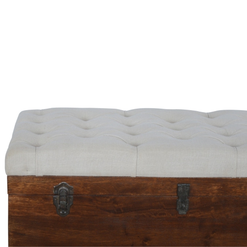 Artisan Furniture Solid Wood White Linen Storage Trunk With White Linen