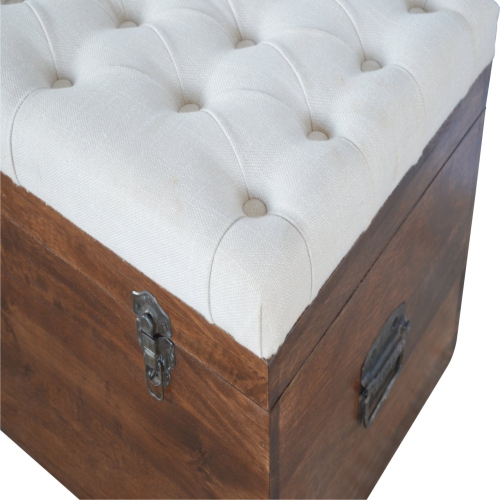 Artisan Furniture Solid Wood White Linen Storage Trunk With White Linen