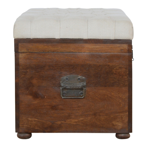 Artisan Furniture Solid Wood White Linen Storage Trunk With White Linen