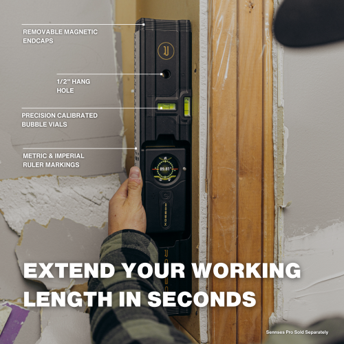 ROBBOX 16"(40cm) Box Level Length Extension for Sennses Pro, Metric and Imperial Ruler Marking, Precision Calibrated Bubble Vials