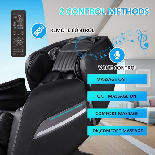 Medfinity Heated Full Body Massage Chair with Voice Control Faux Leather Massage Recliner with USB Charging - Black