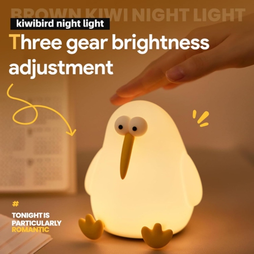 Cute Night Light for Kids,Animal Nightlight,LED Squishy Kiwibird Night Light Lamp,Rechargeable 3 Level Dimmable Silicone Nursery Toddler Night