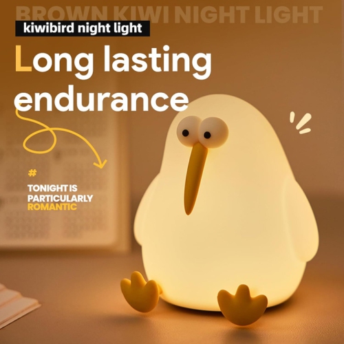 Cute Night Light for Kids,Animal Nightlight,LED Squishy Kiwibird Night Light Lamp,Rechargeable 3 Level Dimmable Silicone Nursery Toddler Night