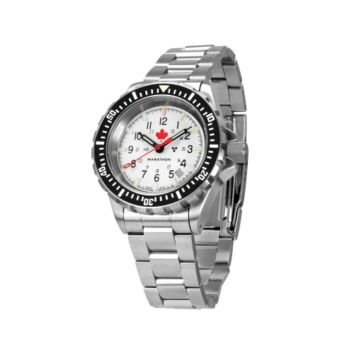 MARATHON – Grand plongeur automatique érable rouge arctique avec bracelet en acier inoxydable 41 mm