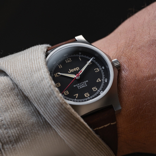 MARATHON- Jeep® Willys SSGPQ on 3-Piece Leather Strap Kit made from Crazy Horse leather 41mm