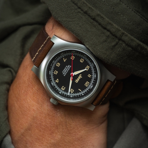 MARATHON- Jeep® Willys SSGPM on 3-Piece Leather Strap Kit made from Crazy Horse leather 41mm