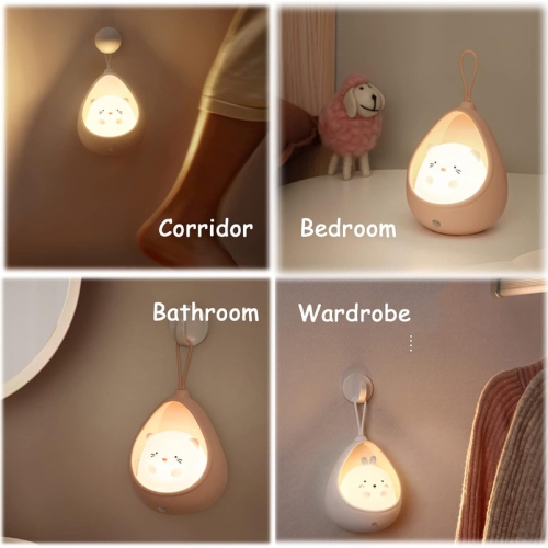 Cute rabbit Motion Sensor Night Light Wall Lamp,Rechargable,Bedroom Decoration for Kids Baby Toddler Teen Gift