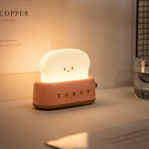 Cute Toast Bread Kids Night Light,Toaster Decorative Table Lamp,Child Room Funny nightlight Decor Bedroom Decorations for Baby Birthday Gifts(Red)