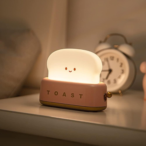 Cute Toast Bread Kids Night Light,Toaster Decorative Table Lamp,Child Room Funny nightlight Decor Bedroom Decorations for Baby Birthday Gifts(Red)