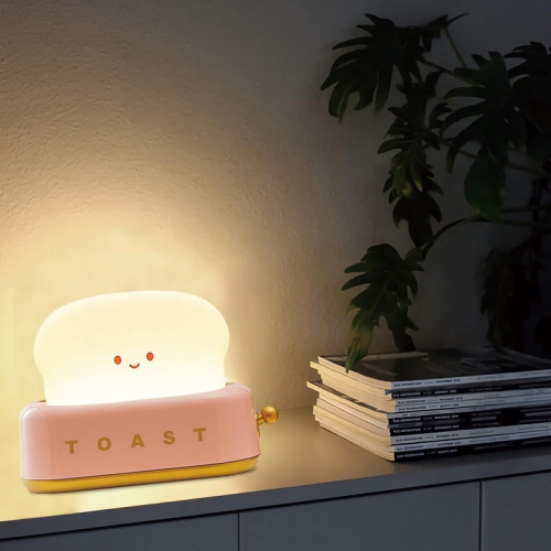 Cute Toast Bread Kids Night Light,Toaster Decorative Table Lamp,Child Room Funny nightlight Decor Bedroom Decorations for Baby Birthday Gifts(Red)