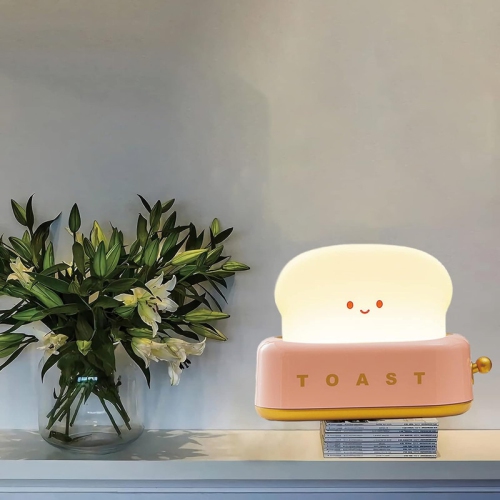 Cute Toast Bread Kids Night Light,Toaster Decorative Table Lamp,Child Room Funny nightlight Decor Bedroom Decorations for Baby Birthday Gifts(Red)