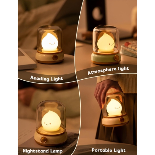 Ghost Campfire Night Light,Cute Kerosene Lamp,Silicone Flame Amber Light,Adjustable Dimmable Rechargeable Night Light for Kids,Girls,Teenager Kids