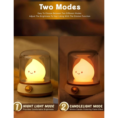 Ghost Campfire Night Light,Cute Kerosene Lamp,Silicone Flame Amber Light,Adjustable Dimmable Rechargeable Night Light for Kids,Girls,Teenager Kids