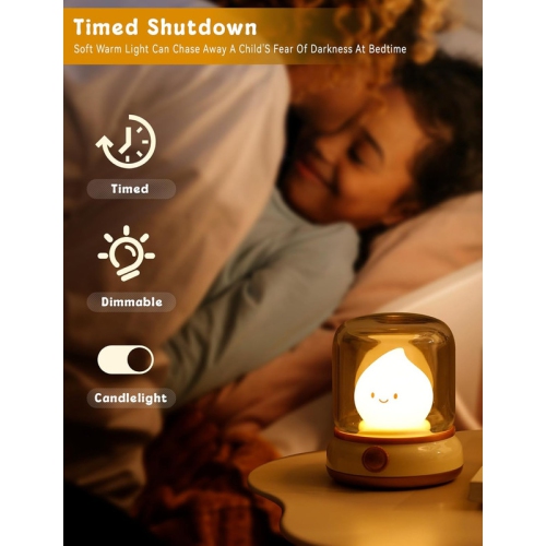 Ghost Campfire Night Light,Cute Kerosene Lamp,Silicone Flame Amber Light,Adjustable Dimmable Rechargeable Night Light for Kids,Girls,Teenager Kids