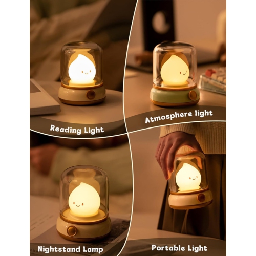 Ghost Campfire Night Light,Cute Kerosene Lamp,Silicone Flame Amber Light,Adjustable Dimmable Rechargeable Night Light for Kids,Girls,Teenager Kids