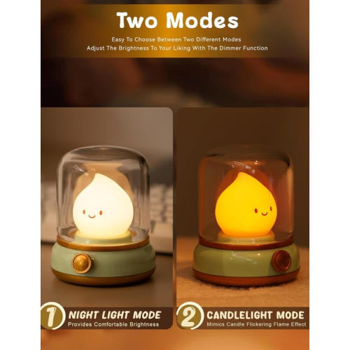 Ghost Campfire Night Light,Cute Kerosene Lamp,Silicone Flame Amber Light,Adjustable Dimmable Rechargeable Night Light for Kids,Girls,Teenager Kids