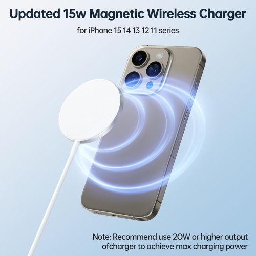 Magnetic Wireless Fast Charger, USB-C Fast Charging 15W Wireless Charger Compatible with iPhone 16/15/14 Pro Plus Max 13/13 mini/13 pro/12/12 Mini/12