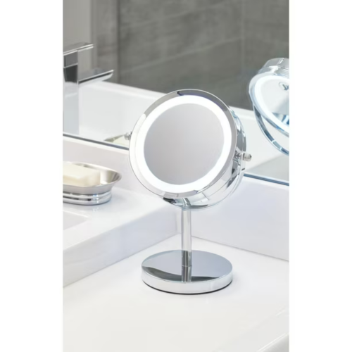 Mehiaz Lighted Vanity Mirror 10", Chrome, Make-up Mirror with integrated light