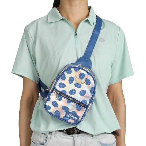 Lilo & Stitch Leaves All Over Print Shiny Mini Sling Backpack