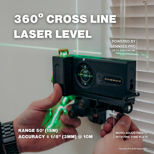 ROBBOX 360º Adjustable Cross Line Laser Level Kit for Sennses Pro, Green Beam Projection with Durable Hard Case