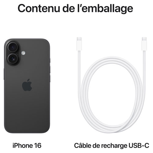 Bell Apple iPhone 16 256GB - Black - Monthly Financing