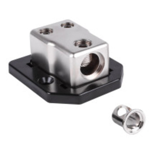 Skar Audio SK-DIST-BLK1 1 x 1/0 or 4 Gauge to 2 x 4 or 8 Gauge Power Distribution Block