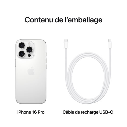 iPhone 16 Pro de 512 Go d'Apple avec TELUS - Titane blanc - Financement mensuel