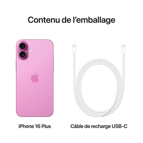 iPhone 16 Plus de 256 Go d'Apple avec Virgin Plus - Rose - Financement mensuel