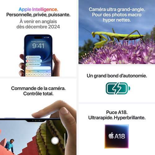 iPhone 16 Plus de 256 Go d'Apple avec Koodo - Noir - Paiement Balance mensuel