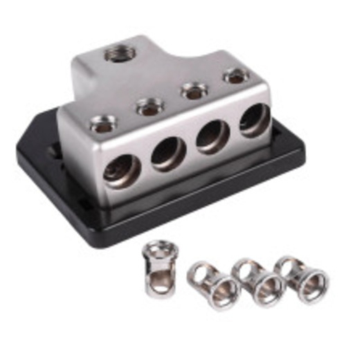 Skar Audio SK-DIST-BLK2 1 x 1/0 or 4 Gauge to 4 x 4 or 8 Gauge Power Distribution Block