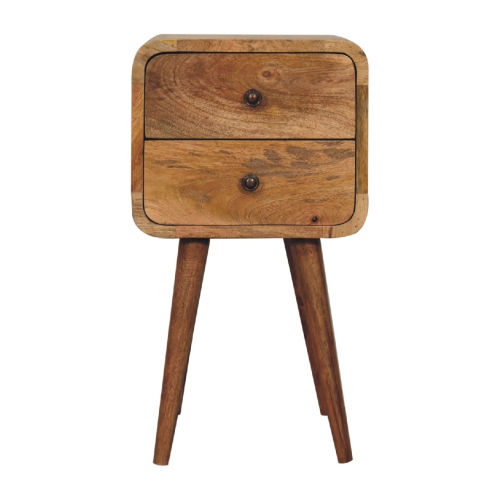 Artisan Furniture Solid Wood Mini Curved Nightstand In Oak-ish Finish