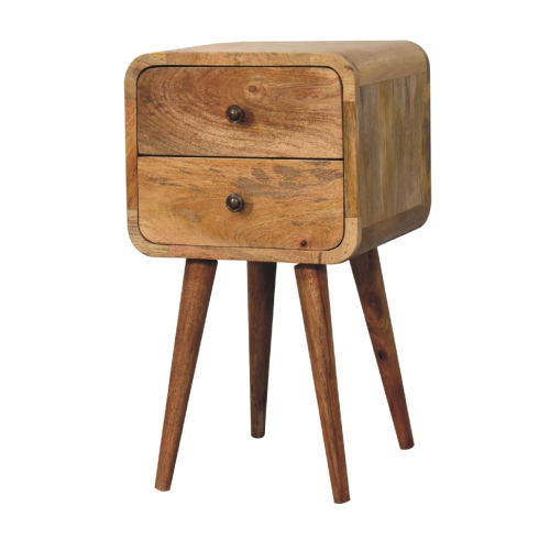 Artisan Furniture Solid Wood Mini Curved Nightstand In Oak-ish Finish