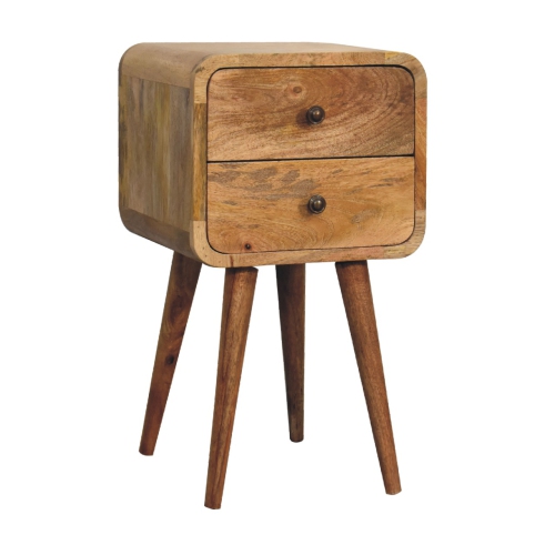 Artisan Furniture Solid Wood Mini Curved Nightstand In Oak-ish Finish