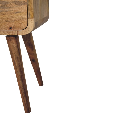 Artisan Furniture Solid Wood Mini Curved Nightstand In Oak-ish Finish
