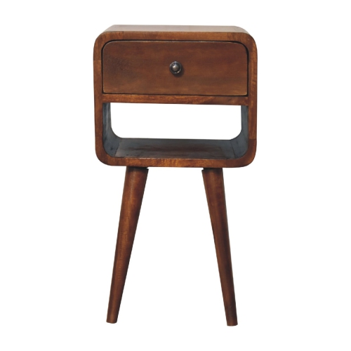 Artisan Furniture Solid Wood Mini Curve Lower Nightstand In Chestnut Finish