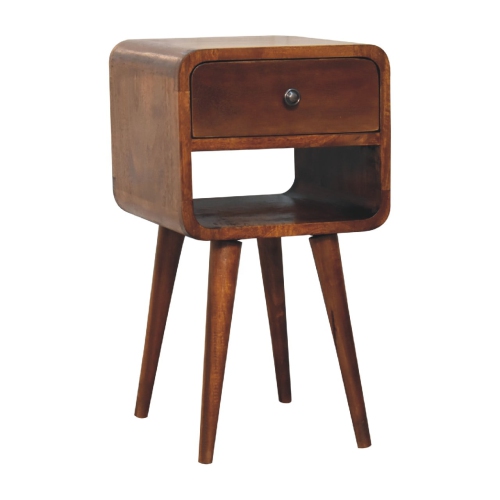 Artisan Furniture Solid Wood Mini Curve Lower Nightstand In Chestnut Finish