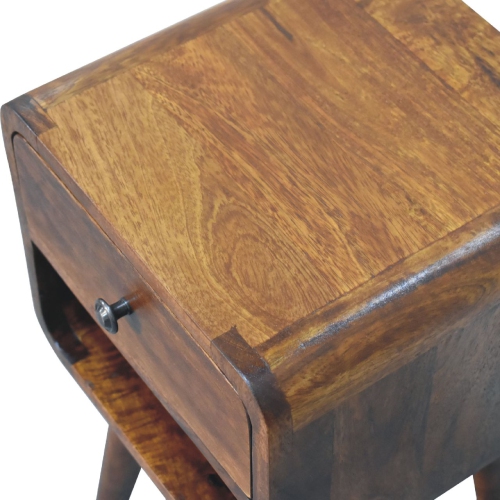 Artisan Furniture Solid Wood Mini Curve Lower Nightstand In Chestnut Finish