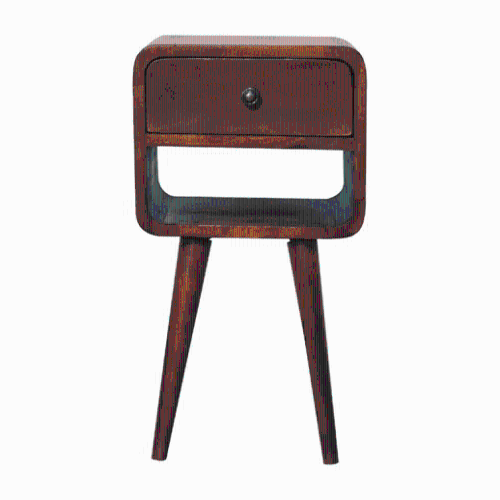 Artisan Furniture Solid Wood Mini Curve Lower Nightstand In Chestnut Finish