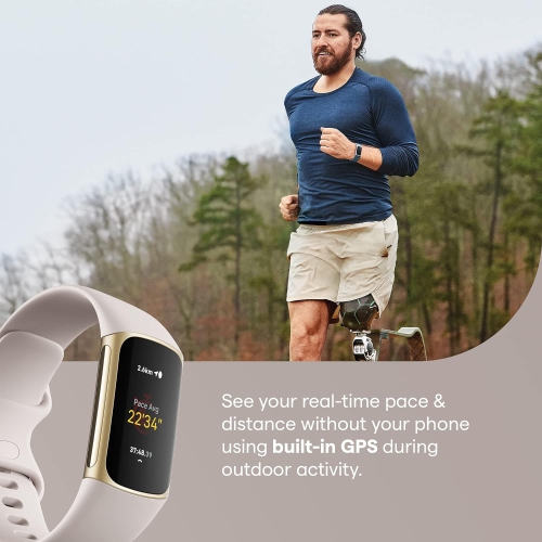 Refurbished(Excellent)- Fitbit Charge 5 Advanced Health & Fitness Tracker with Built-in GPS- White