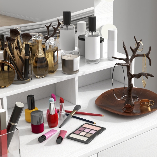 HOMCOM Makeup Vanity Desk with Lighted Mirror, Vanity Table with Drawers, 3 Lighting Modes, 10 Bulbs, Modern Dressing Table for Bedroom, White