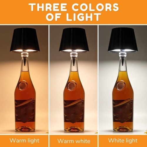 Wireless Bottle Lamp, 2024 New Wireless Wine Bottle Light Head with 3 Modes Light Dimming, Rechargeable Touch Control Wine Bottle Lights